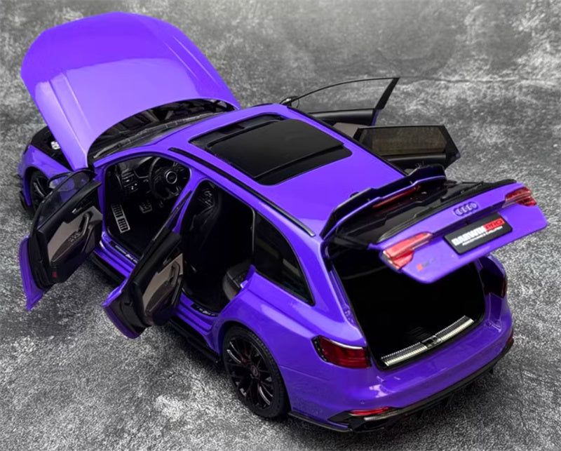Kiloworks AUDI RS4 Avant Darwin Pro Venice Purple 1:18 Car Pre-built Model