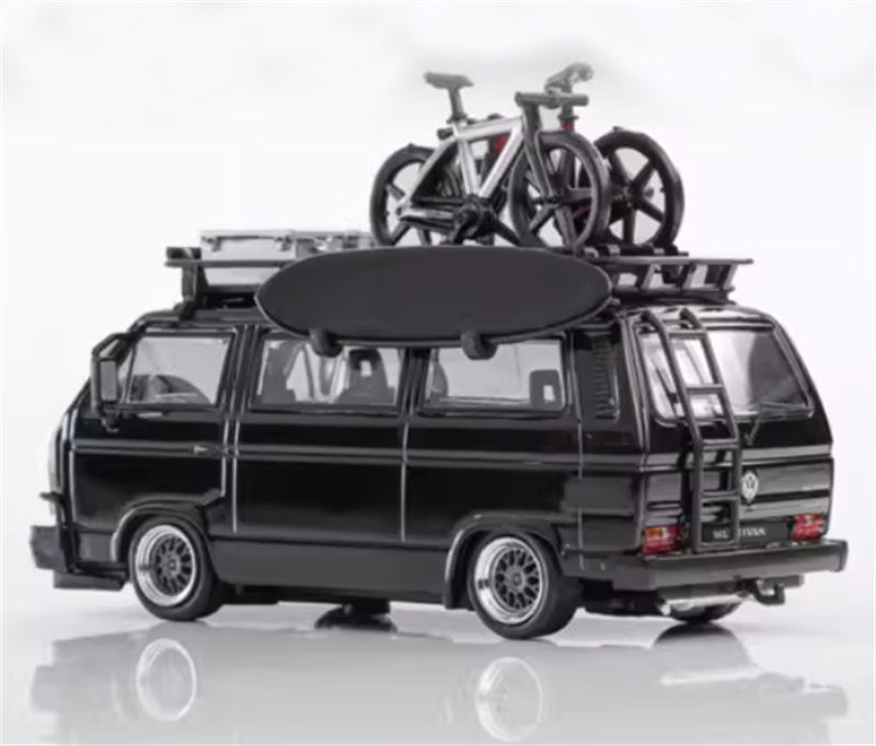 Mortal Model Volkswagen T3 Van Exhibition Edition Black with accessories 1:64 Car Pre-built Airliner Model Display view2