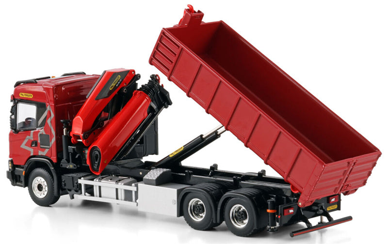 WSI SCANIA G NORMAL CG17N RIGED TRUCK WITH HOOKLIFT SYSTEM 6X4 WITH PALFINGER PK 370 TEC Premium Line 1:50 Truck Pre-built Model