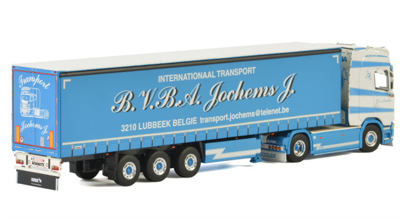 WSI SCANIA S HIGHLINE CS20H CURTAINSIDE / TAUTLINER TRAILER - 3 AXLE Transport Jochems 1:50 Truck Pre-built Model