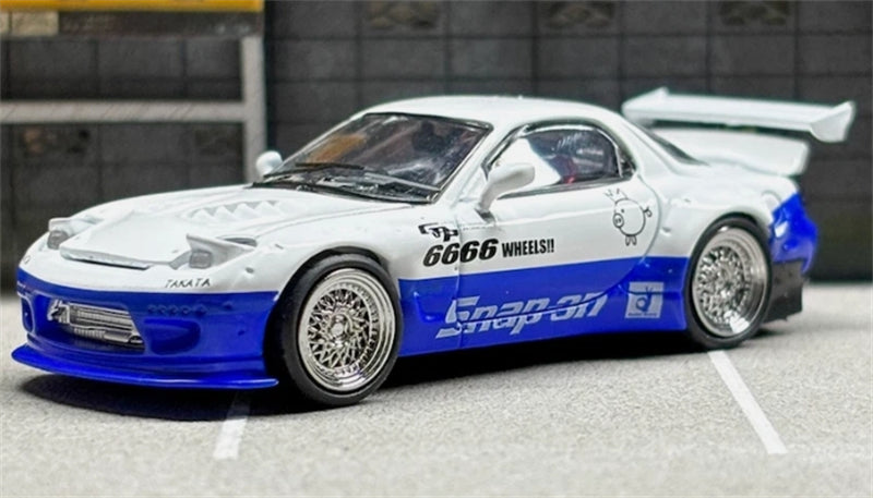 1:64 Mazda RX-7 Rocket Bunny White and Blue Master DIECAST Limited Edition 799pcs ONLY Model