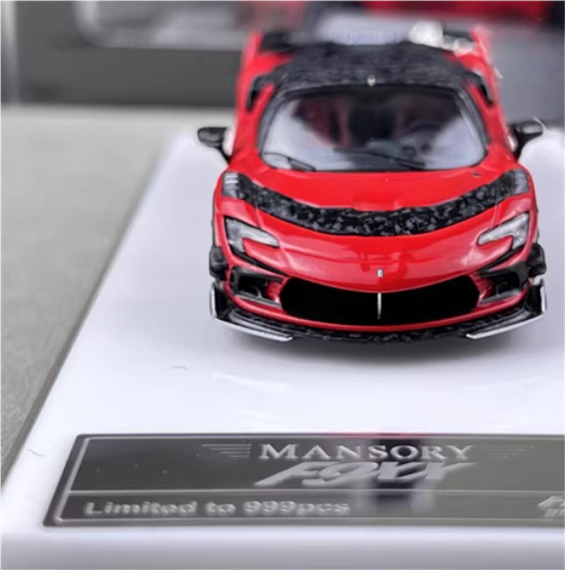 HKM Premium Mansory modified version Ferrari SF90 F9XX supercar Red convertible Limited Edition 1:64 Car Pre-built Airliner Model Display view7