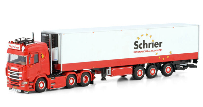 WSI  SCANIA R NORMAL CR20N 6X2 TWIN STEER REEFER TRAILER - 3 AXLE Schrier Internationaal Transport 1:50 Truck Pre-built Model