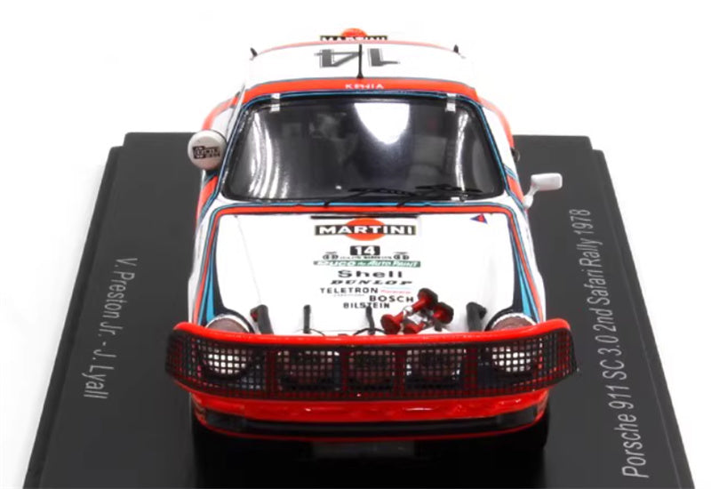 Spark Porsche 911 SC 3.0 #14 2nd Safari Rally 1978 V.Preston Jr.-J.Lyall 1:43 Car Pre-built Model view6