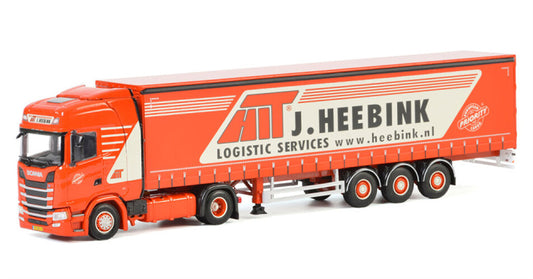 WSI SCANIA S HIGHLINE CS20H 4x2 CURTAINSIDE / TAUTLINER TRAILER - 3 AXLE Heebink 1:50 Truck Pre-built Model