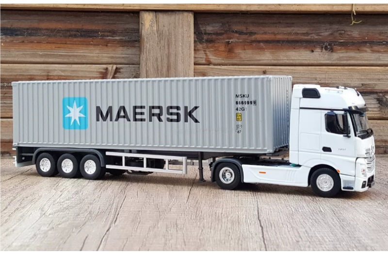Mercedes ACTROS Shipping Container Truck Maersk Coatings 1:50 Truck Pre-built Airliner Model Display view3