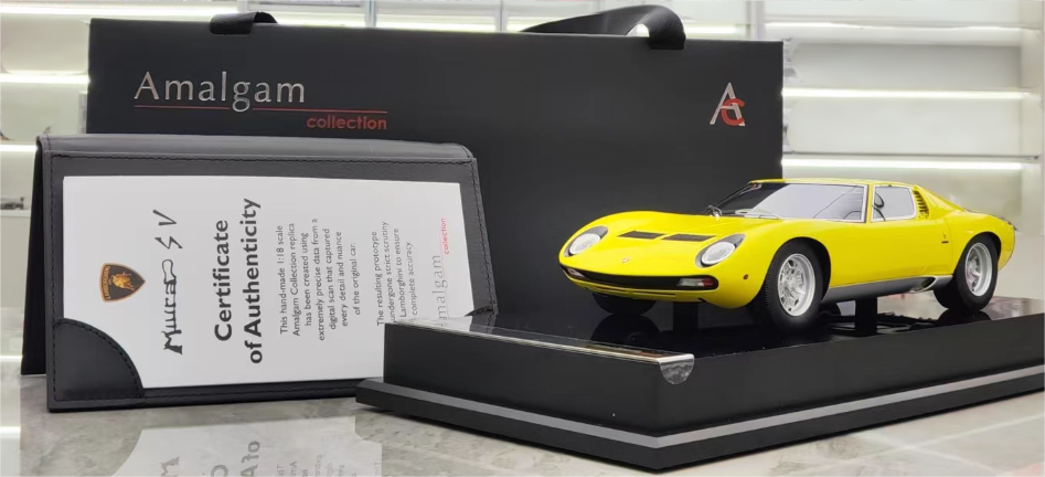 Amalgam Lamborghini Miura P400SV Yellow 1:18 Car Pre-built Model view8