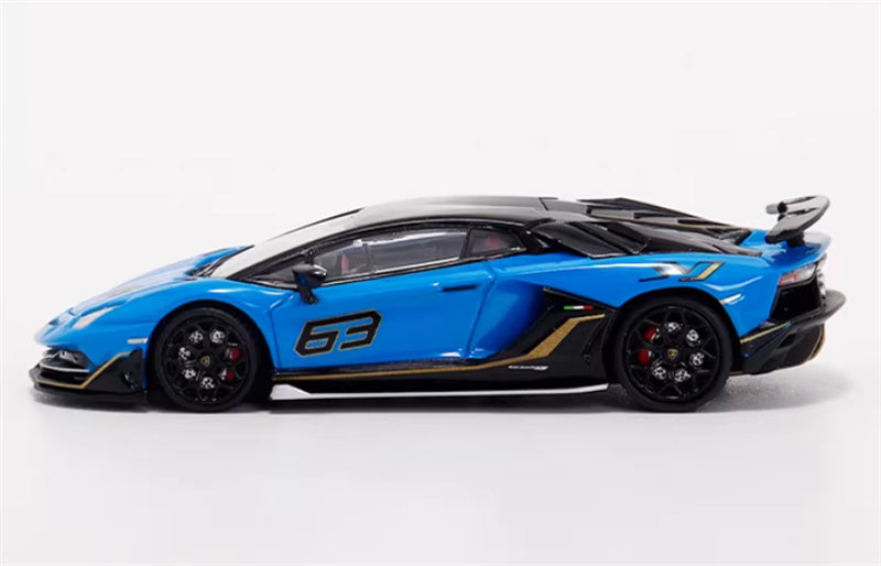 Max well Lamborghini Aventador SVj 63 # Pearl blue hardtop 1:64 Car Pre-built Airliner Model Display view3