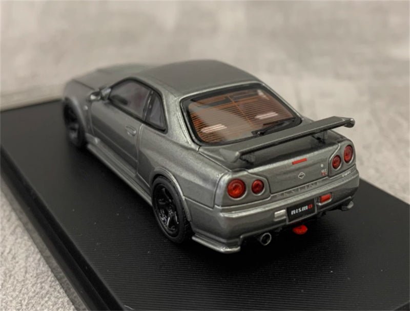 MOTORHELIX NISSAN SKYLINE GT-R R34 (NISMO) CRS VER Metallic Grey Limited Edition 699PCS ONLY 1:64 Car Pre-built Model view2