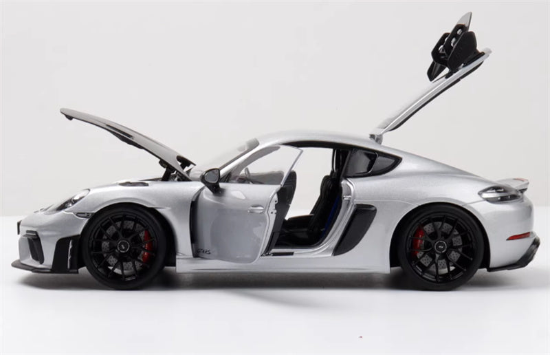 1:18 PORSCHE Cayman GT4 RS 2024 Silver carbon cover  Norev Hard top Tail Wing Edition DIECAST Car Model