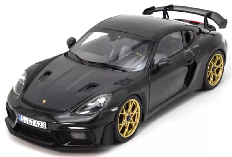 NOREV 2023 Porsche Cayman GT4 RS sports car Hard top dark green 1:18 Car Pre-built Model view1