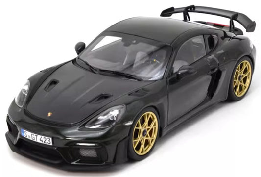 NOREV 2023 Porsche Cayman GT4 RS sports car Hard top dark green 1:18 Car Pre-built Model view1