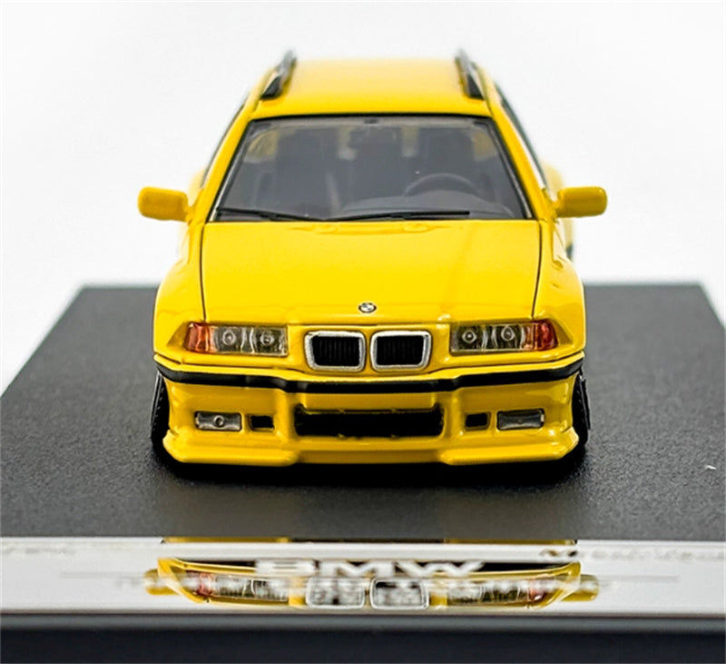 Mortal Third Generation BMW 3 Series E36 Four-Door Touring Yellow Lowered Version Limited Edition 499PCS ONLY 1:64 Car Pre-built Model view5