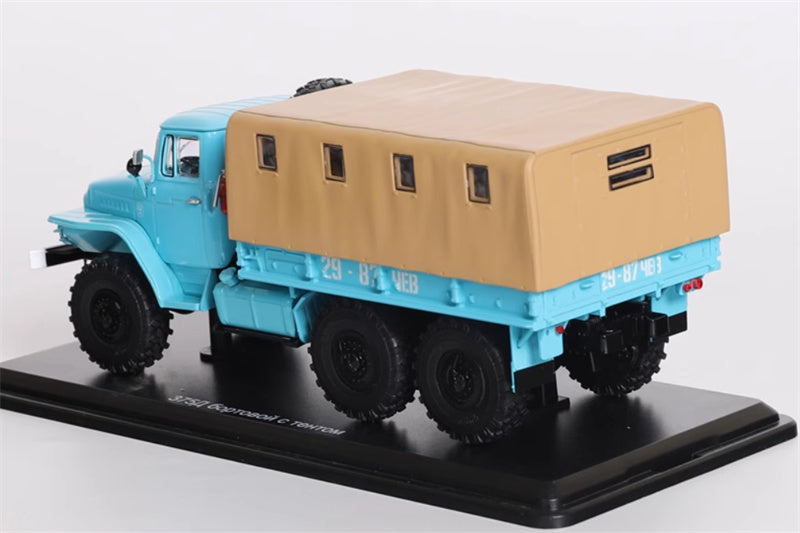 StartScaleModels Soviet URAL-375D flatbed blue Truck with tent 1：43 Truck Pre-built Model