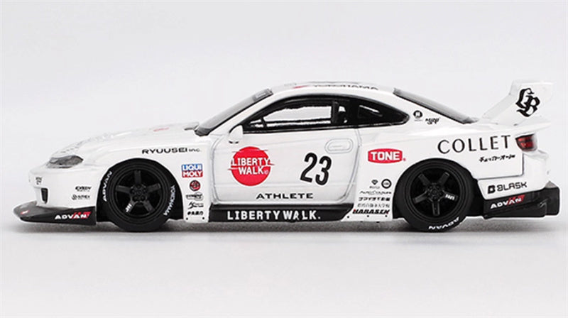 MINIGT Nissan S15 SILVIA LB Super Silhouette ATHLETE #23 white carton packaging 1:64 Car Pre-built Model view2