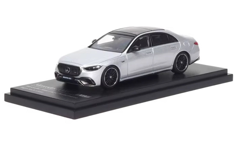 Almost Real Mercedes - AMG S 63 E Performance 2023 silver 1:64 Car Pre-built Airliner Model Display view1