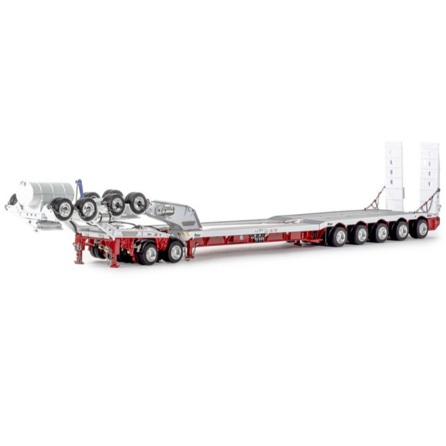 Drake  White Red 5x8 Swingwing Drop Deck + 2x8 Dolly 1/50 DIECAST Truck