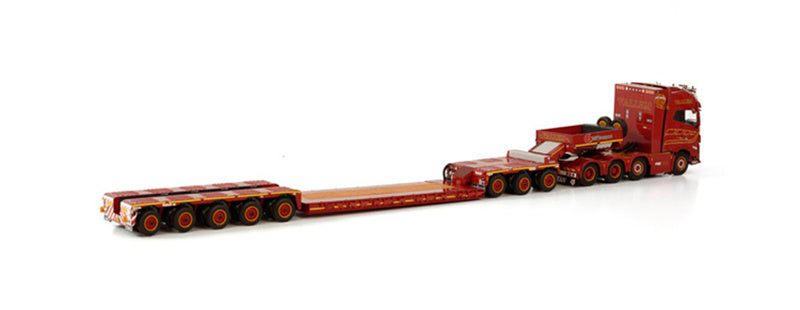 WSI  VOLVO FH5 GLOBETROTTER XL 8X4 LOWLOADER - 5 AXLE + DOLLY 3 - AXLE VALLEM 1:50 DIECAST Truck Lorry