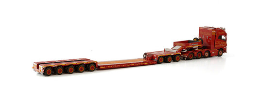 WSI  VOLVO FH5 GLOBETROTTER XL 8X4 LOWLOADER - 5 AXLE + DOLLY 3 - AXLE VALLEM 1:50 DIECAST Truck Lorry
