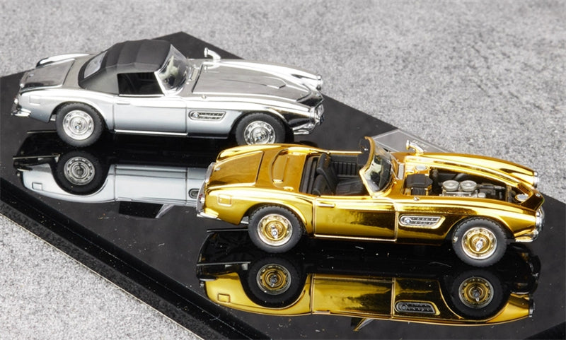 GFCC BMW 507 Roadster Retro Car 1957 Convertible Gold and silver Dual car set 1:64 car Pre-built Model view7