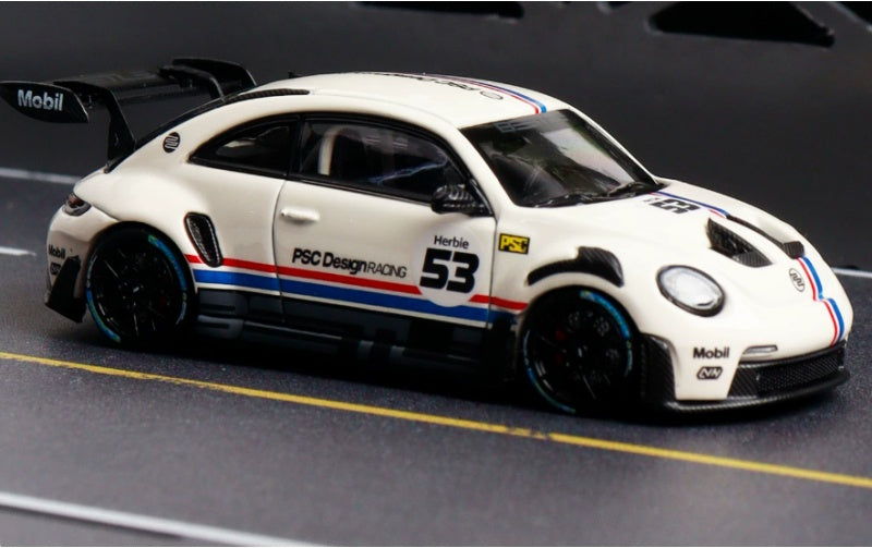 1:64 Volkswagen Beetle RS  milky white TimeMicro & PSC DESIGN Herbie #53 Herbie Tribute Edition DIECAST Model