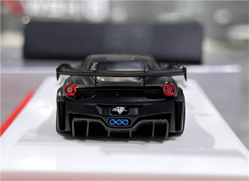 Flame Ferrari 458 GT LBWK wide body modified car Limited Edition 299PCS ONLY matte black 1:64 Car Pre-built Model view6