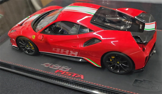 BBR MODELS Ferrari 488 pista Rosso Corsa 322 met Leather base Limited Edition 18PCS ONLY 1:18 Car Pre-built Model view2
