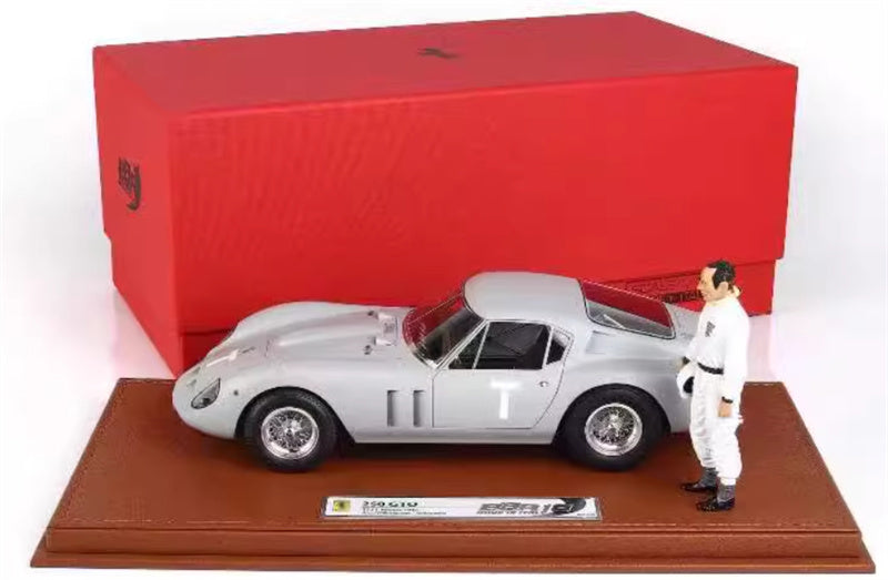 BBR MODELS Ferrari 250 GTO Test Monza 1961 with Figure Stirling Limited Edition 200PCS ONLY Leather base 1:18 Car Pre-built Model view11
