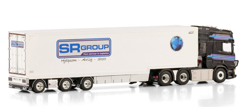 WSI SCANIA R HIGHLINE CR20H 6X2 TAG AXLE SEMI BOX TRAILER - 3 AXLE Alta Logistics / SR Logistics 1:50 DIECAST Truck Lorry