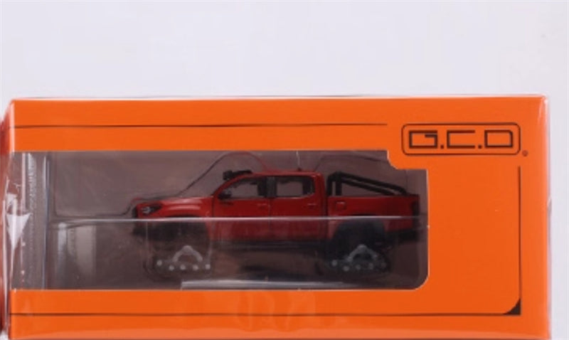 GCD Toyota Tacoma Snow Edition with tank track Orange Red LHD 1:64 Truck Pre-built Model view8