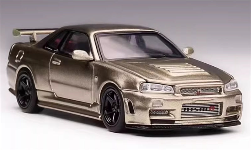 MOTORHELIX NISSAN SKYLINE GT-R (R34) Z-TUNE Millennium Jade - Black Wheel Limited Edition 699PCS ONLY 1:64 Car Pre-built Model view5