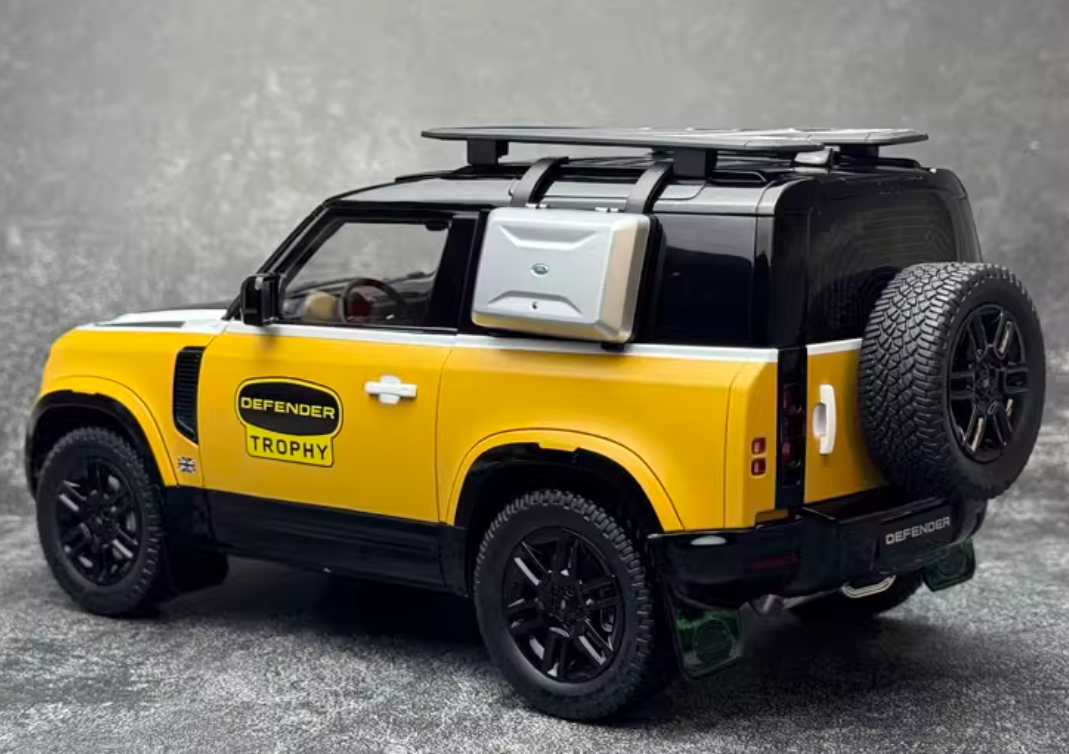 Almost Real 2023 Land Rover Defender 90 Trophy Yellow White 1:18 Car Pre-built Model view8