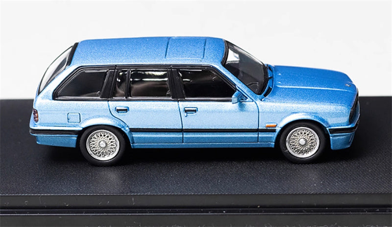 Mortal BMW E30 3 Series Touring regular version Openable Hood Pearl Blue Limited Edition 799PCS ONLY 1:64 Car Pre-built Model view3