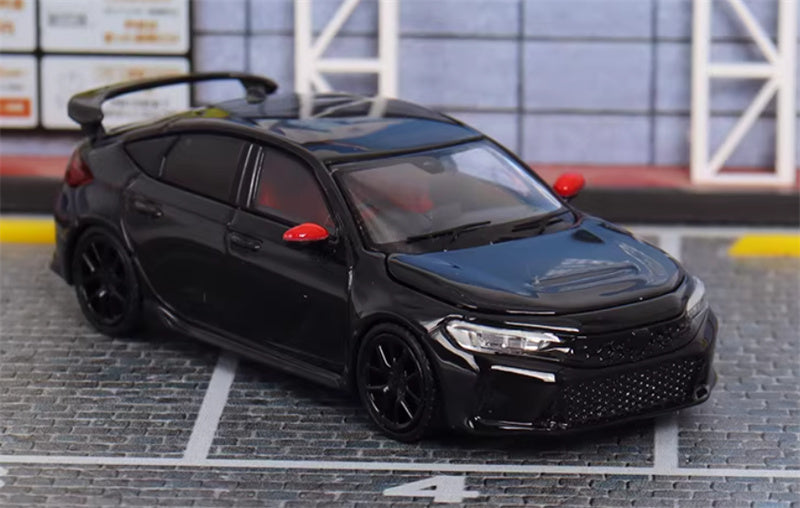 MOTORHELIX Honda Civic Type R FL5 Black Christmas Livery 1:64 car Pre-built Model view3