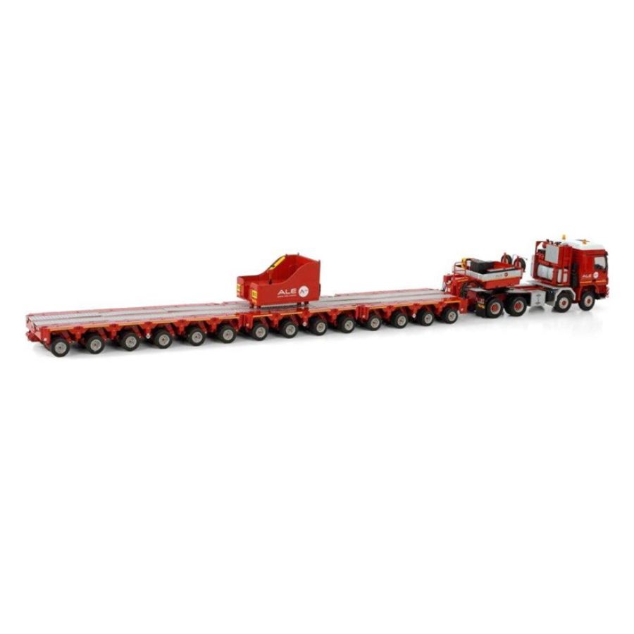 MAMMOET ALE MB ACTROS 8X8 WITH BALLASTBOX + 14 AXLE SCHEUERLE SET 1:50 DIECAST Truck Lorry