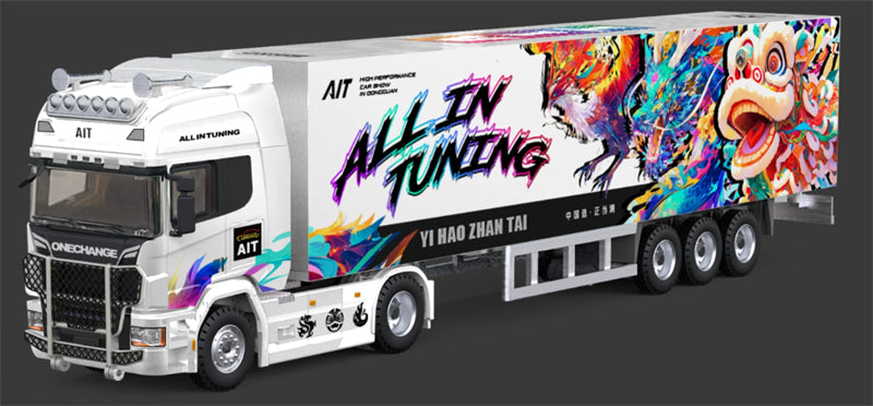 1:64 SCANIA Longfeng Chengxiang TIMEMICRO AIT Exhibition DIECAST Trailer & Tractor Model