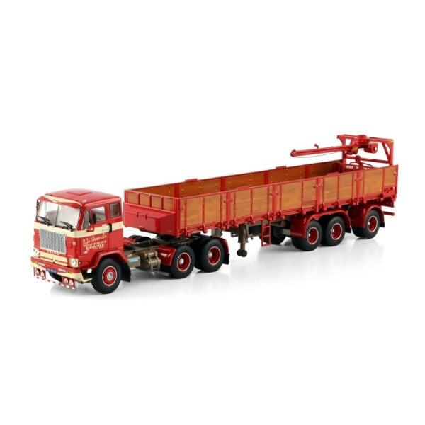 1:50 VOLVO FA. J.V.'T KRUIS & ZN. F88 6X2 BRICK TRAILER 3 AXLE WSI  Red Diecast Model