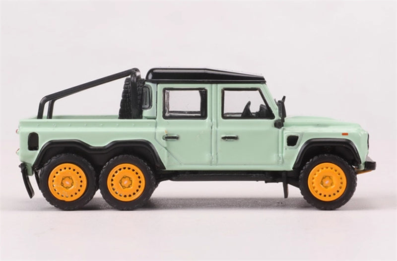 GCD Land Rover Defender 110 Kahn 6x6 Pick Up Off-road Light Green RHD 1:64 Truck Pre-built Model view7