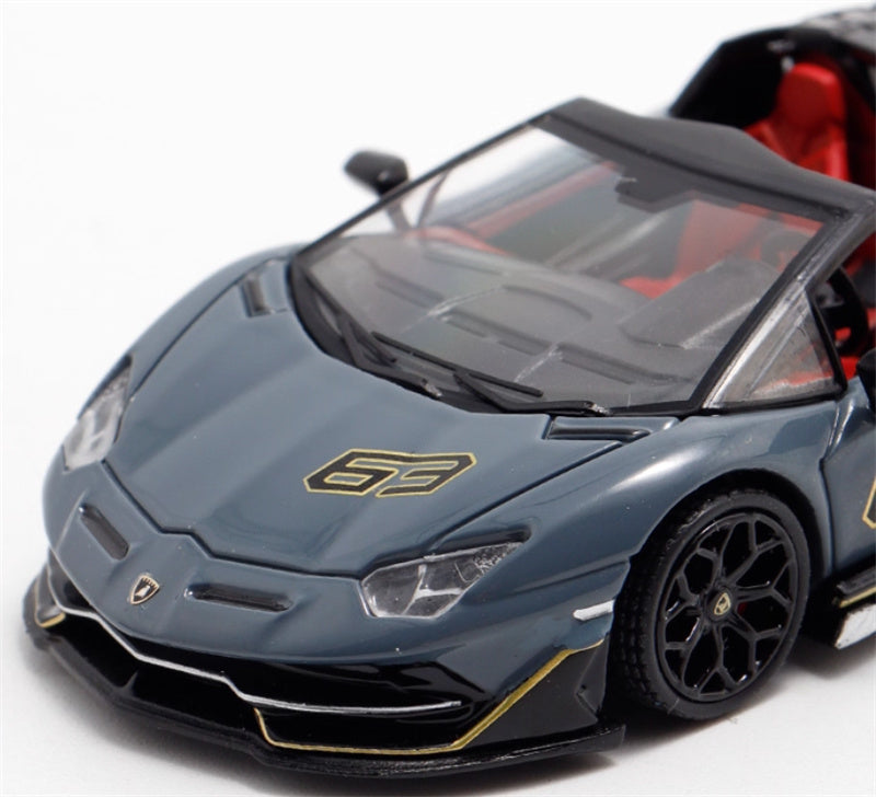 Rhino Model Lamborghini Aventador SVJ 63 Roadster Grey convertible 1:64 Car Pre-built Model view6