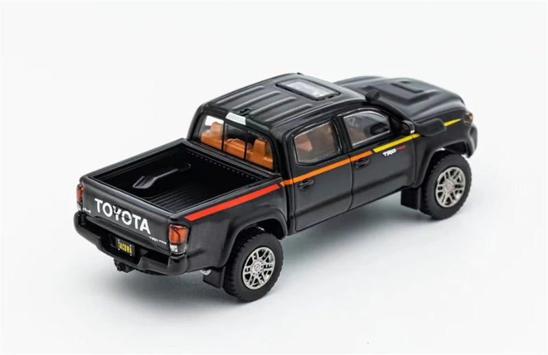 GCD TOYOTA Tacoma TRD PRO Pickup Black with Stripes LHD 1:64 Truck Pre-built Model view3