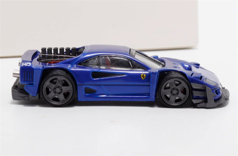Autobots Models Ferrari F40 Yasid sports car Explosive redesign Blue 1:64 Car Pre-built Model view3