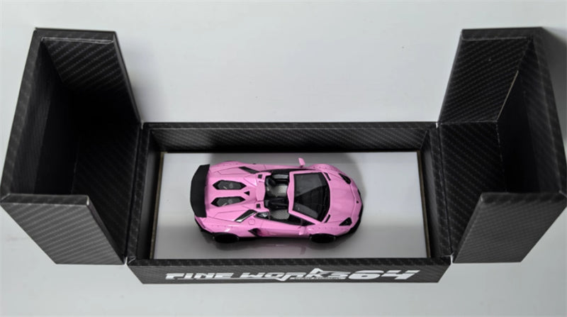 Fine works 64 Lamborghini LP700 LB Convertible Edition Limited Edition 199PCS ONLY Luminous Pink 1:64 Car Pre-built Model view2