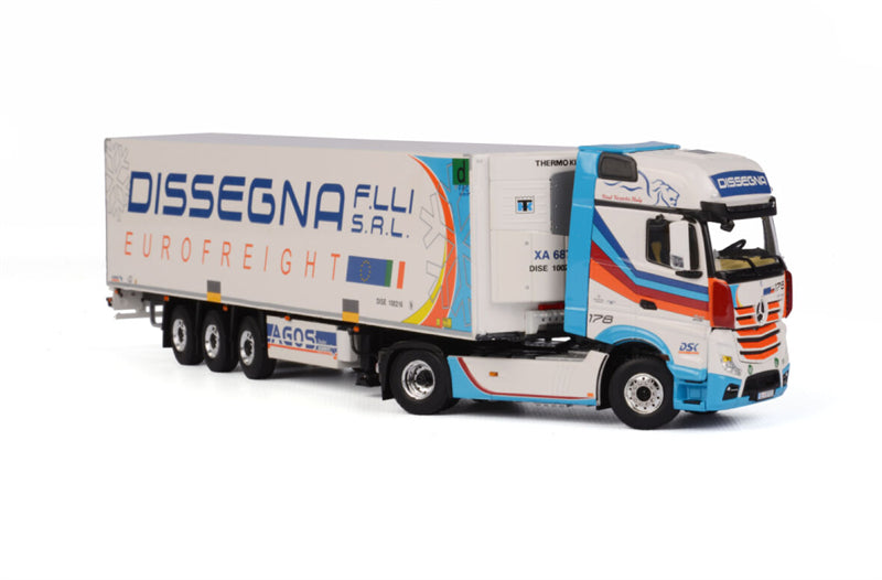 WSI ACTROS MP4 GIGA SPACE REEFERTRAILER Dissegna 1:50 Truck Pre-built Model