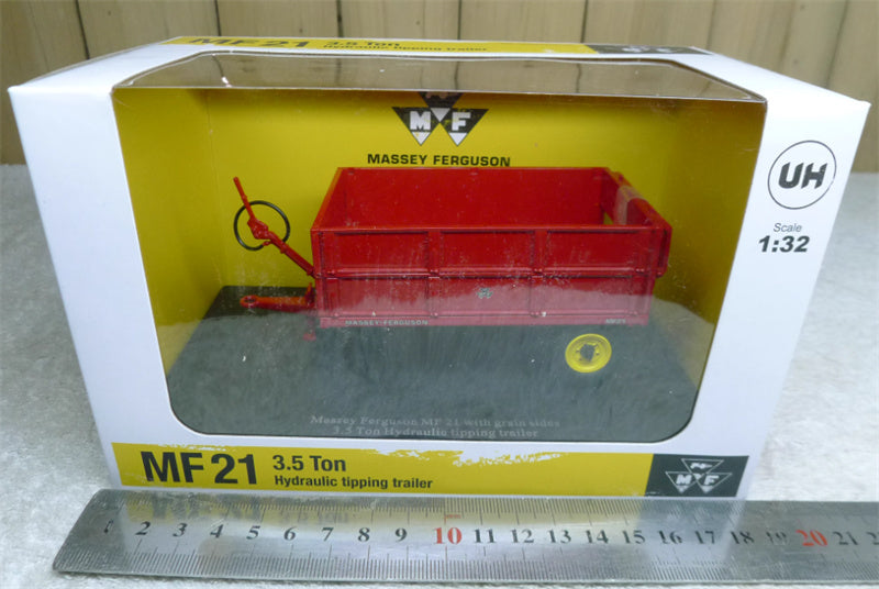 Universal Hobbies Massey Ferguson MF21 With Grain Sides 3.5 Ton Hydraulic Tipping Trailer Red 1:32 Truck Accessories Pre-built Model