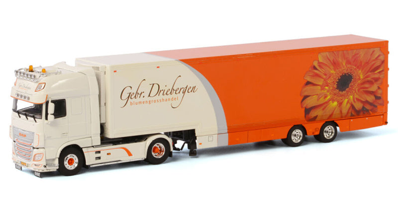 WSI DAF XF SUPER SPACE CAB 4x2 SEMI BOX TRAILER - 2 AXLE Gebr. Driebergen 1:50 Truck Pre-built Model