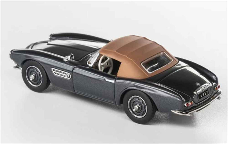 GFCC BMW 507 Roadster Retro Car 1957 Grey Convertible Softtop 1:64 car Pre-built Model view2