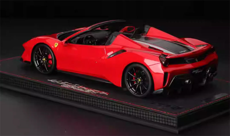 BBR MODELS Ferrari 488 Pista Spider Rosso Corsa 322 metal Standard Red Black Stripe Black Wheel Red Calipers Limited Edition 28PCS ONLY Leather base 1:18 Car Pre-built Model view6