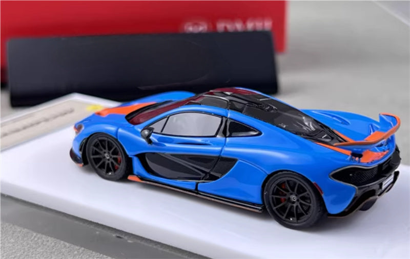 DMH McLaren P1 supercar Gulf Blue Grey Wheel 1:64 Car Pre-built Airliner Model Display view4
