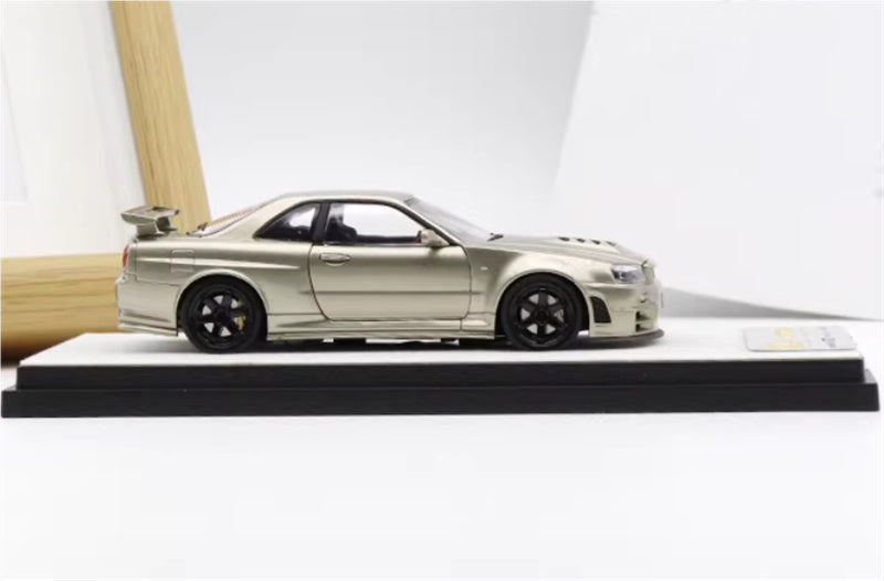 1:43 Nissan GTR Nismo R34 Z-TUNE  Jade Green  PGM x onemodel Regular Edition White base Limited Edition 688PCS ONLY DIECAST Car Model