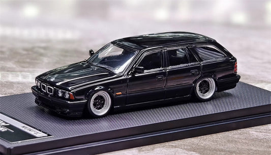 Mortal BMW E34 TOURING 5 Series Pearl Black Lowered Version Limited Edition 799PCS ONLY 1:64 Car Pre-built Model view1